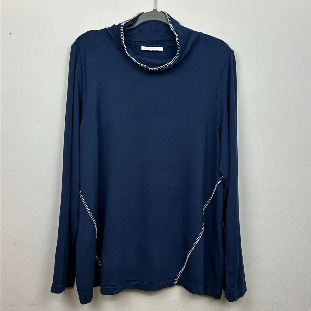J.Jill Pure Jill Tranquility Fleece Lined Whipstitched Tunic Top Women Size L